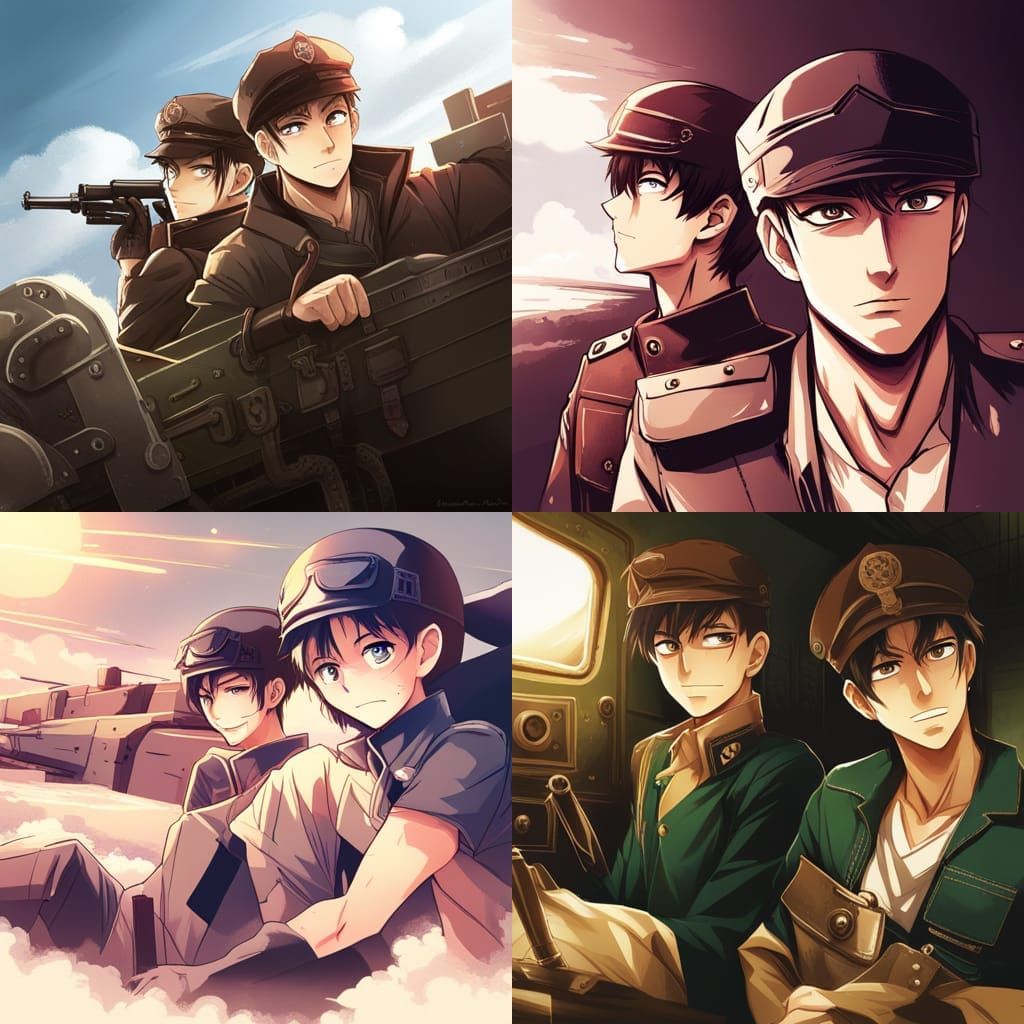 Anime Style: Two Boys Inside a T34 Tank