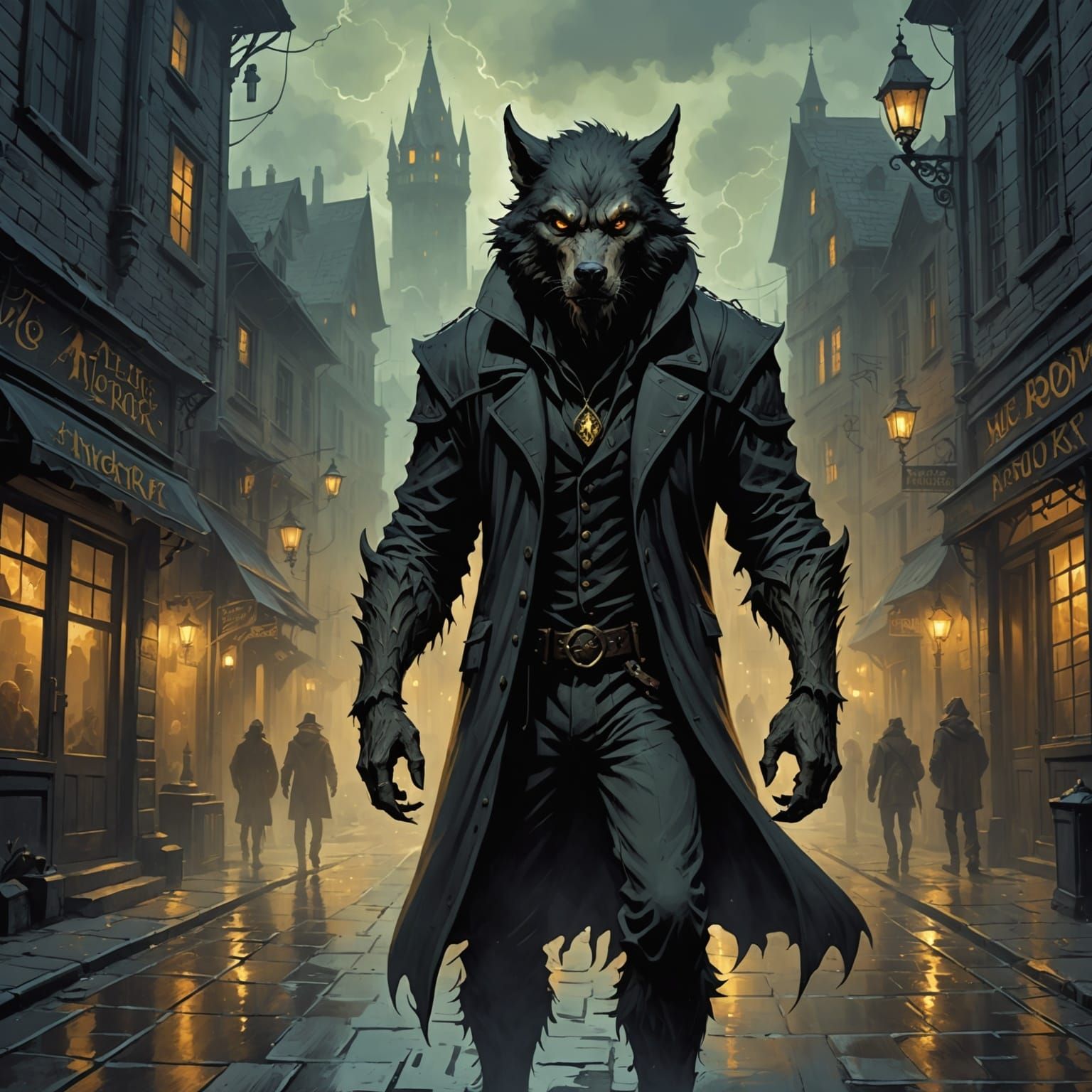Werewolf in Fog-Choked Ankh-Morpork Street
