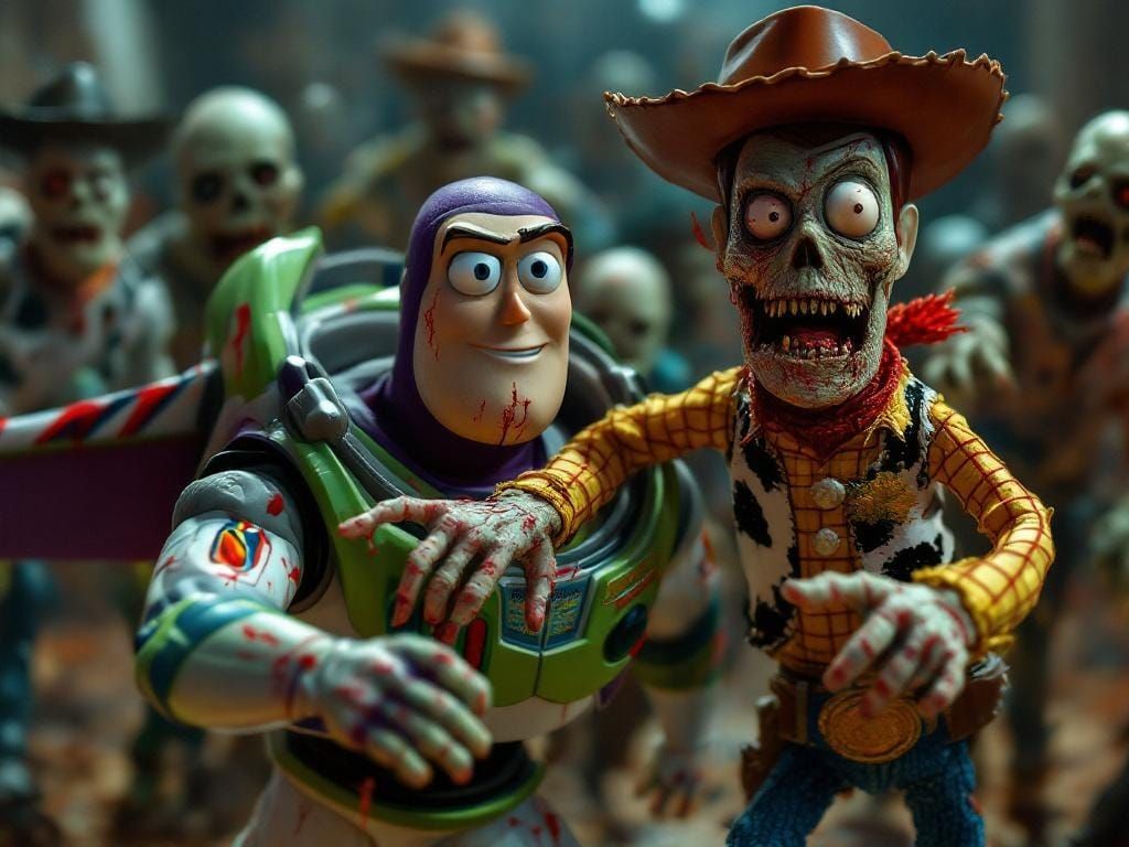 Toy Story's Buzz and Woody Flee Zombie Toys