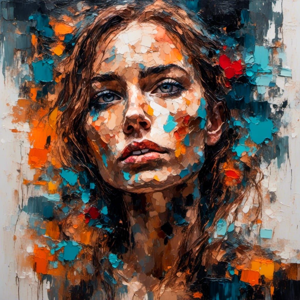 Expressionist Portrait of Woman in Fauvist Cubist Style