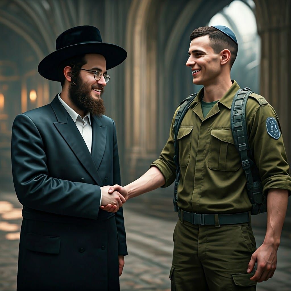 A Young Hasidic Man and IDF Soldier Unite in Harmony