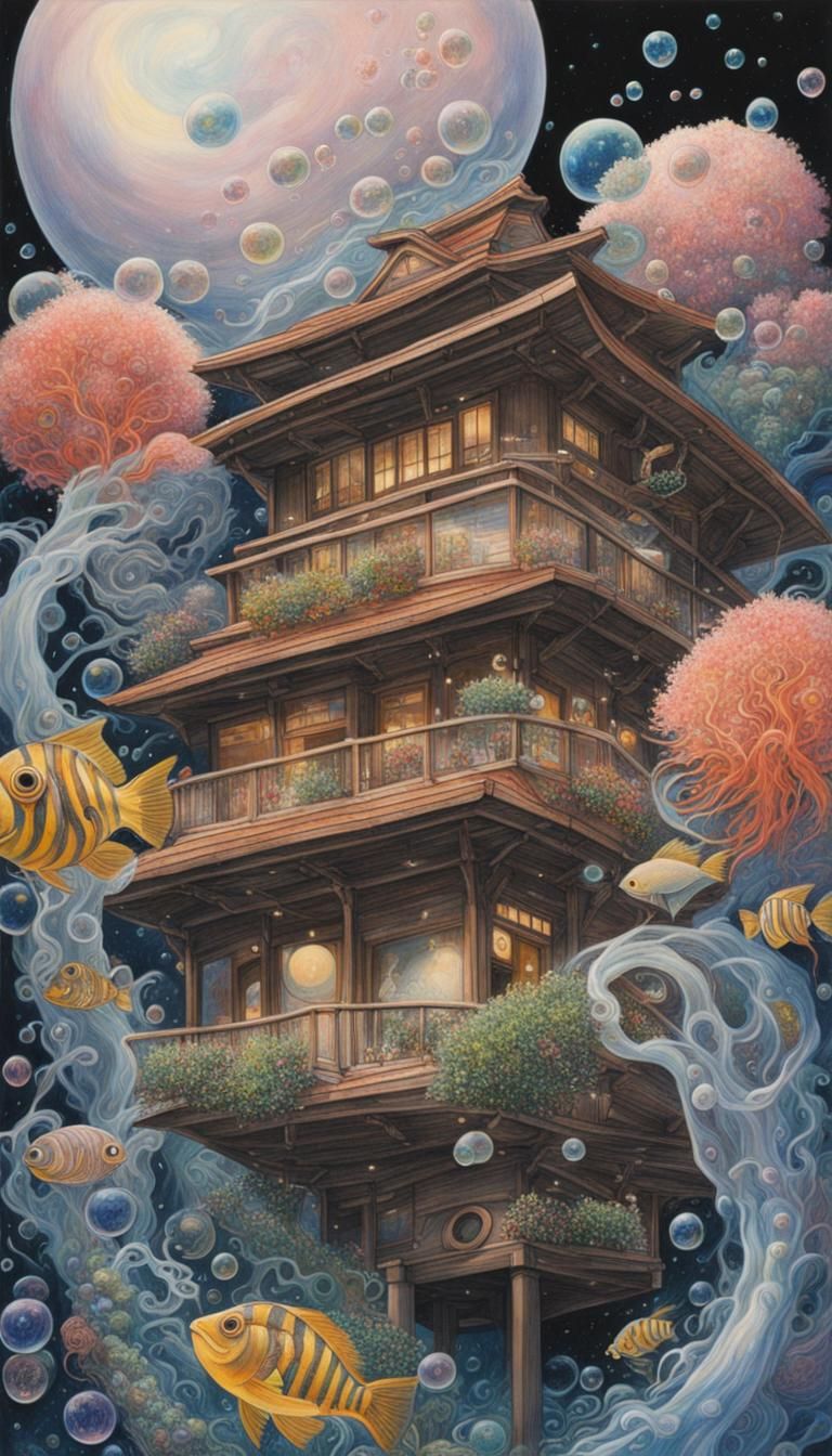 Studio Ghibli Bathhouse in Colored Pencil