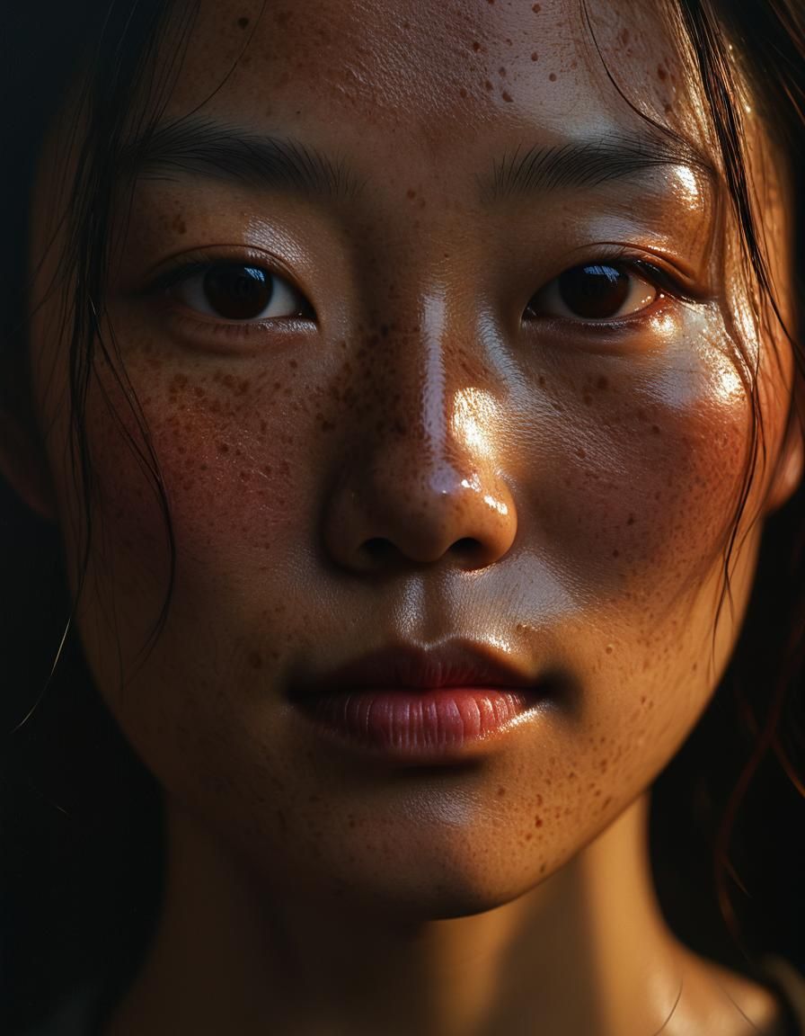 Korean Woman Portrait in Chiaroscuro Oil Painting