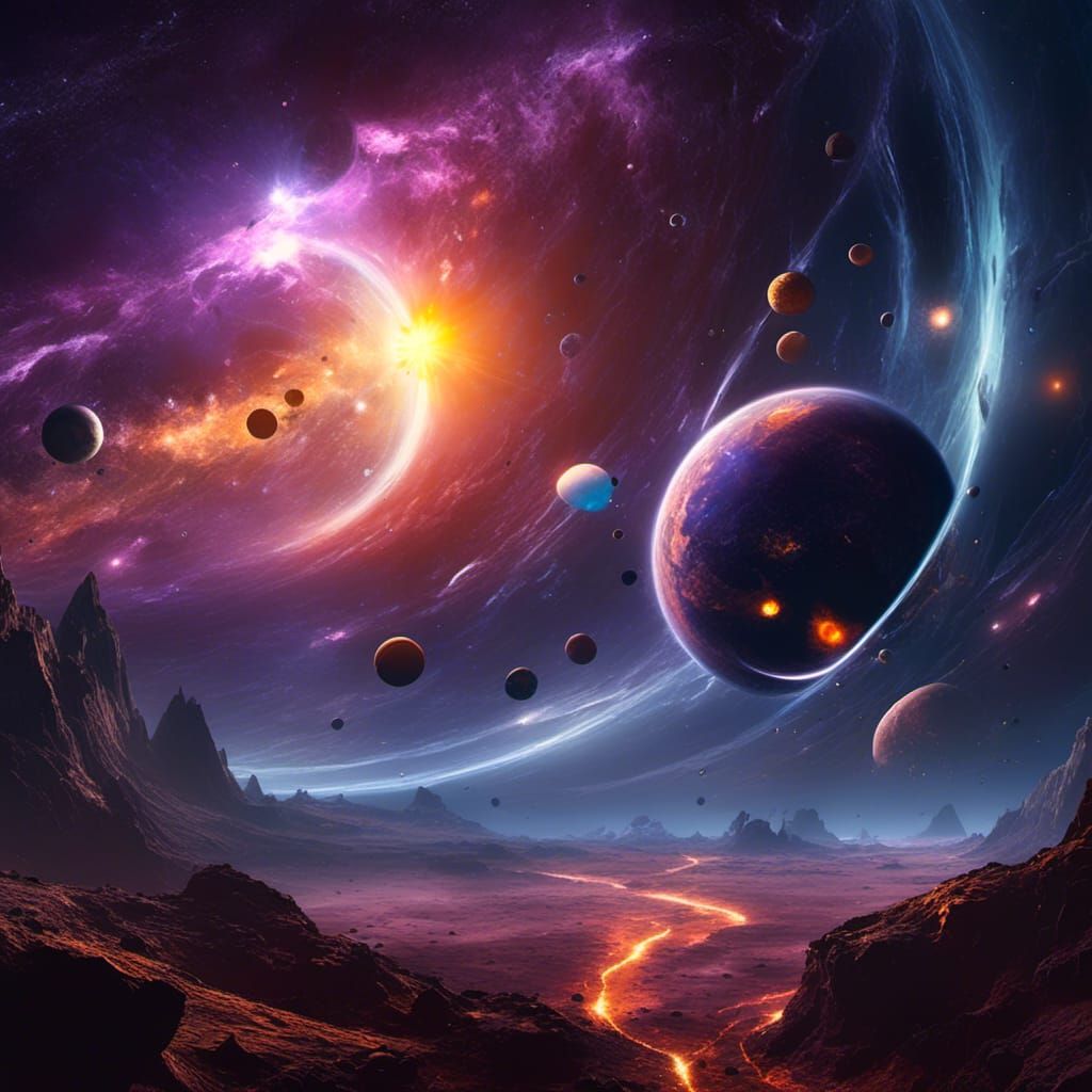 Mystical Solar System in Vibrant Fantasy Concept Art