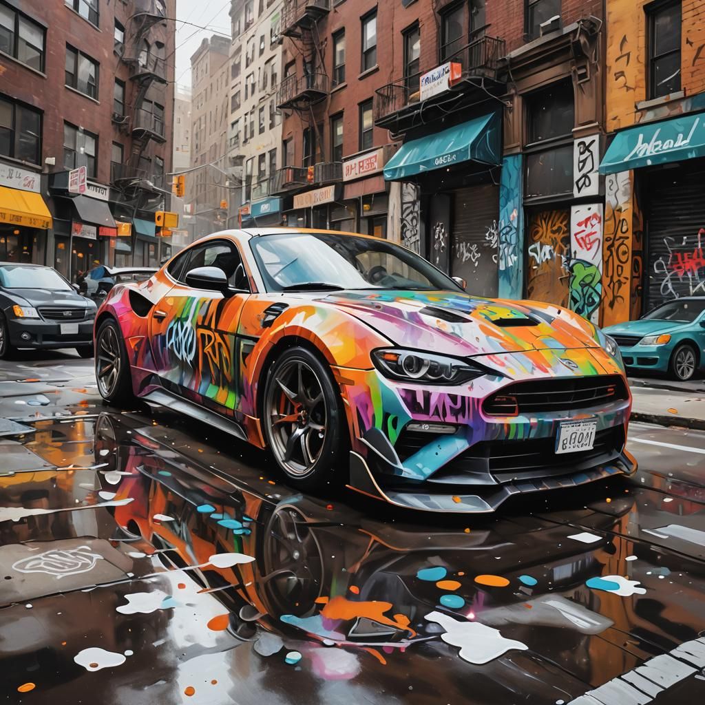 Manhattan Sports Car in Graffiti Splash Art