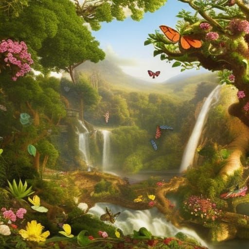 Eve in Garden of Eden with Apple