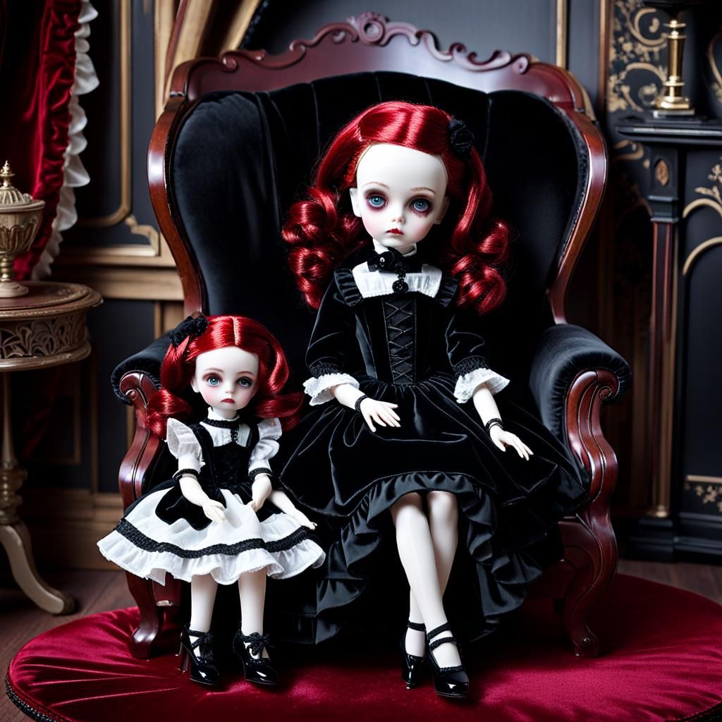 Sinister Porcelain Doll in Victorian Dollhouse