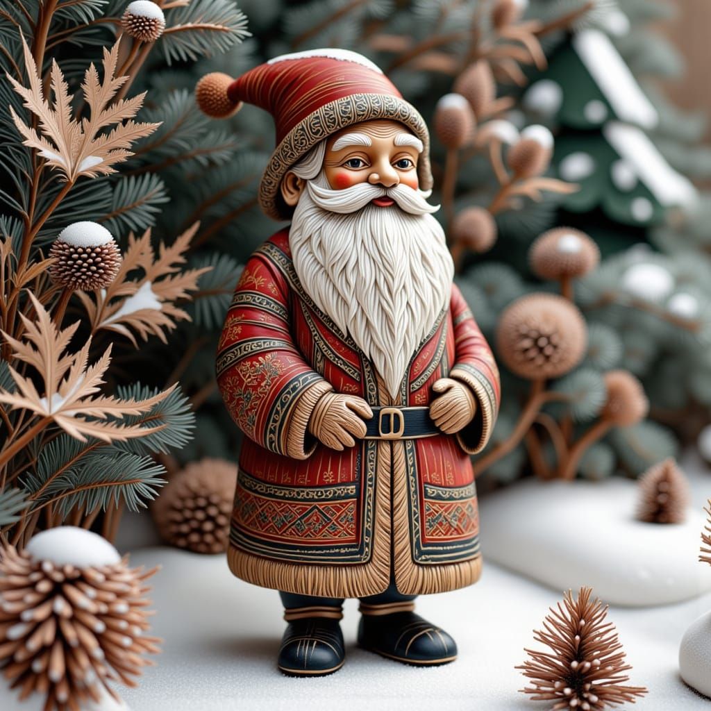 Wooden Santa Figurine with Scandinavian Details