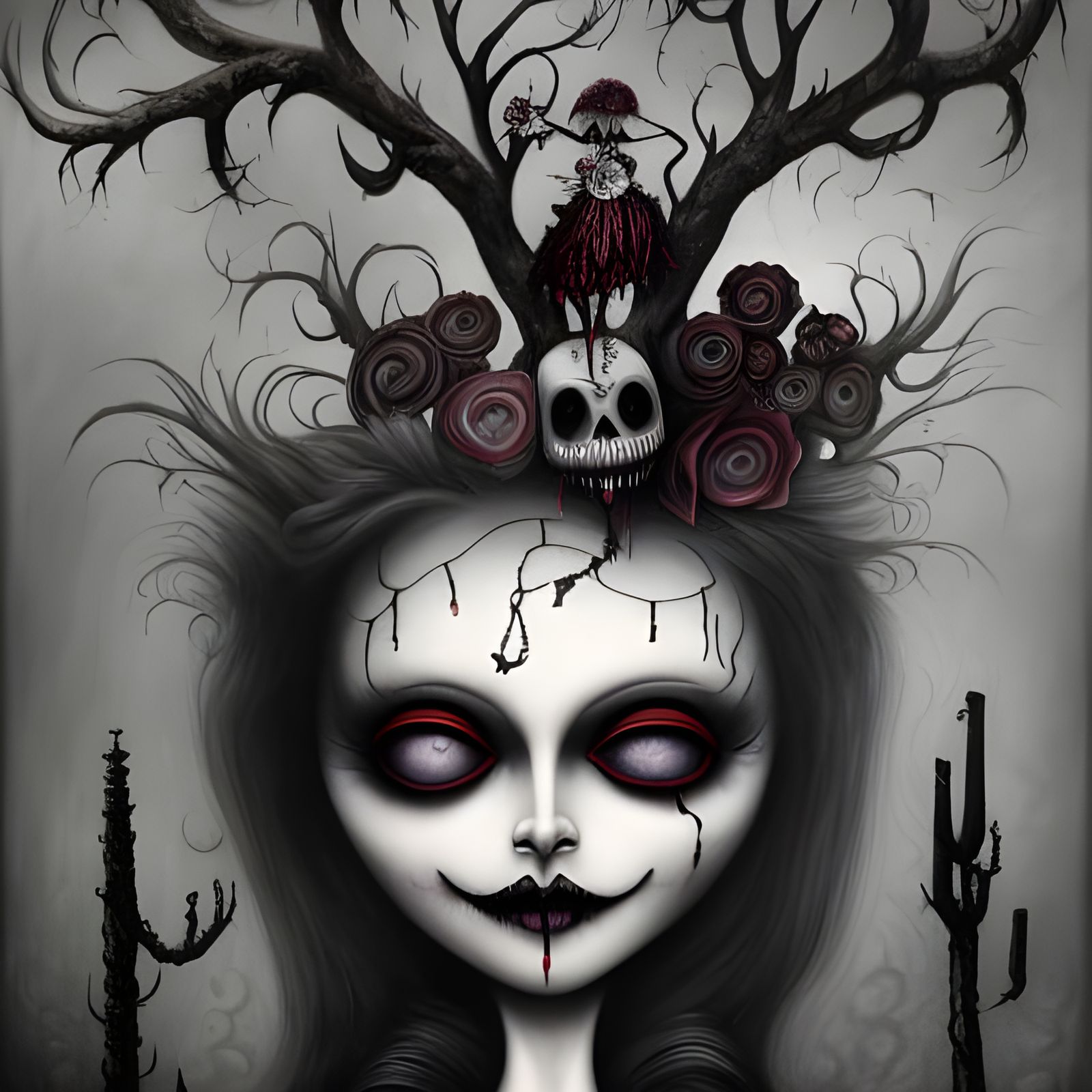 Eerie Surreal Circus in Tim Burton Style