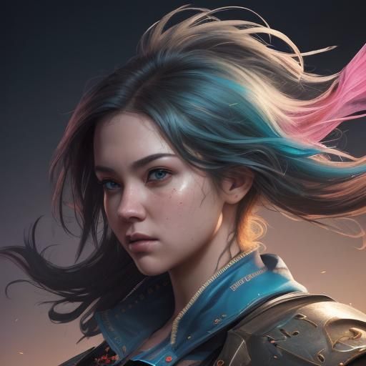 Dramatic Portrait in Hyperrealistic Splash Art Style