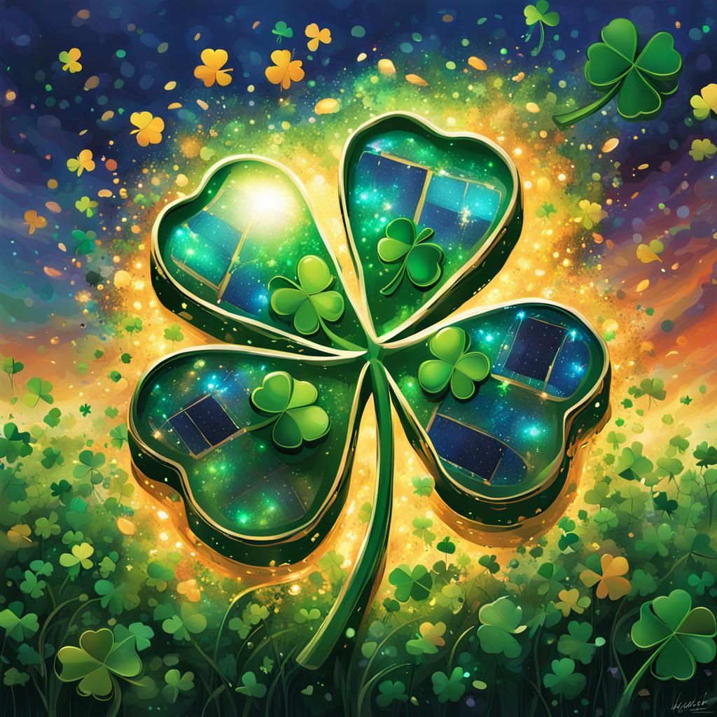 Lucky Clover in Metallic Confetti, 3D Render