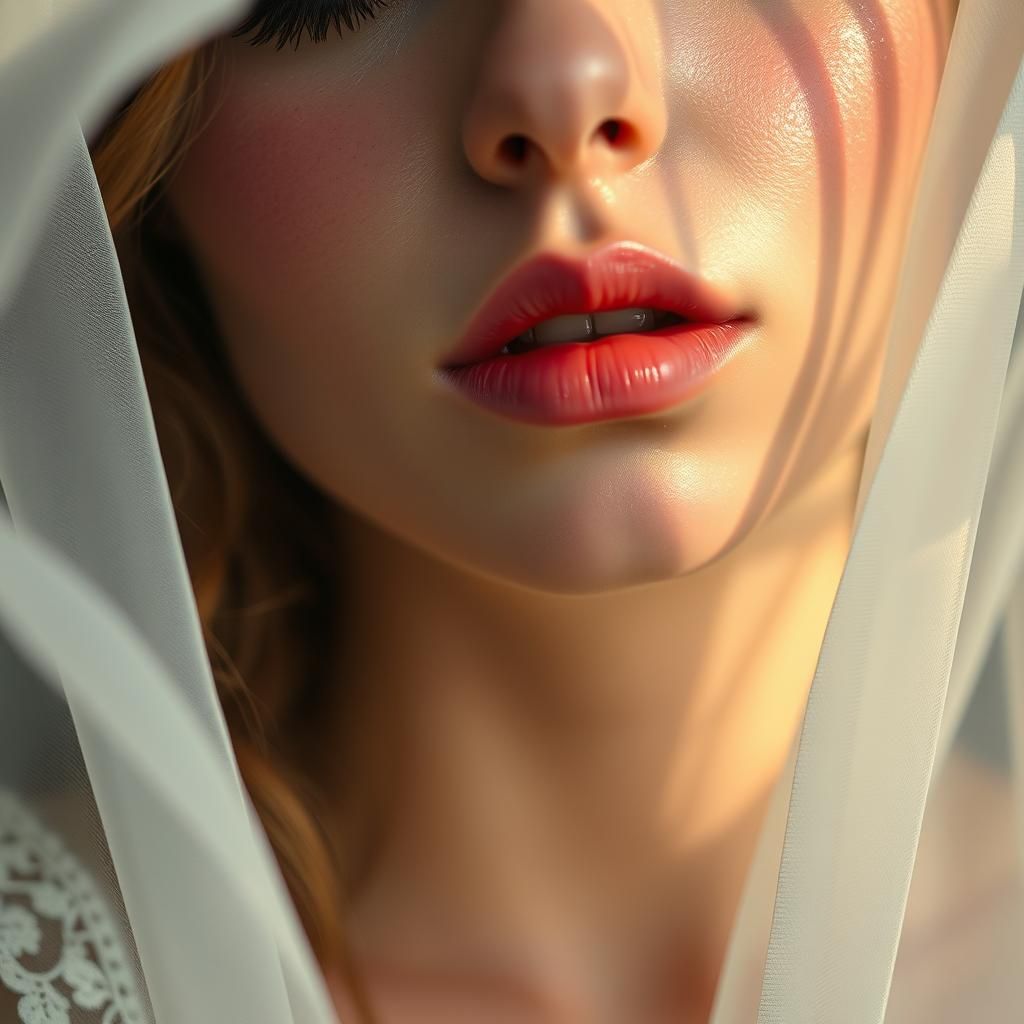Woman Before Kiss: Photorealistic Soft Light Portrait