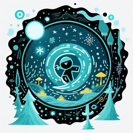 Bioluminescent Stick Figures in Naive Art Style