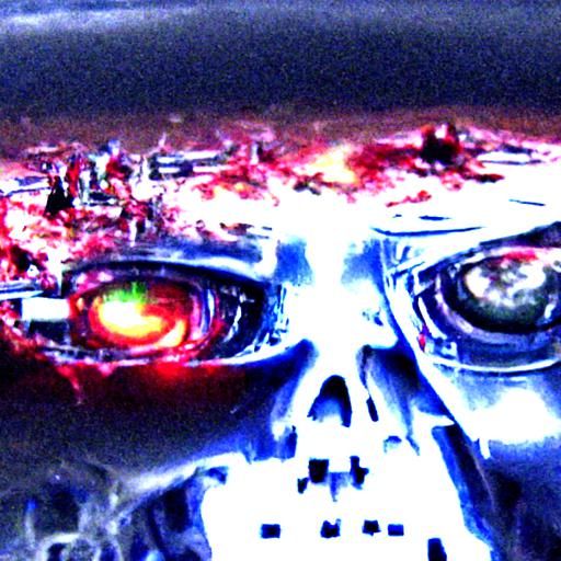 Apocalyptic AI Nightmare: Metallic Society's Bloody End