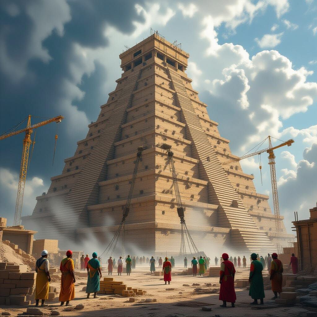 Giant Ziggurat Under Construction, Divine Intervention