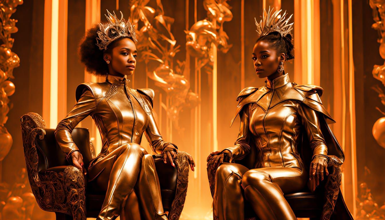 Futuristic Mother Daughter in Latex Suits, Inspired by Sci-F...
