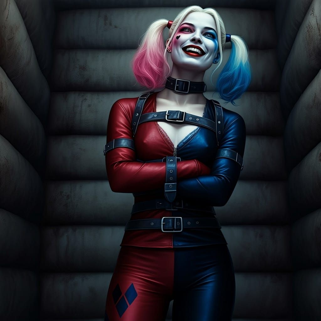 Harley Quinn Laughing Maniacally in Straitjacket