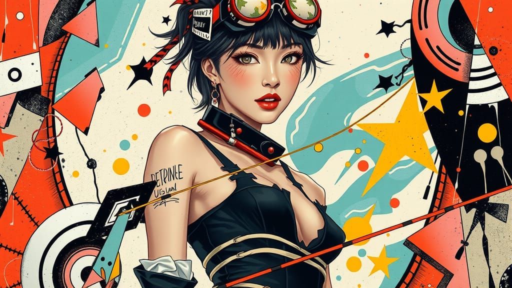 Woman in Avant-Garde Attire: Hyperrealistic 3D Illustration