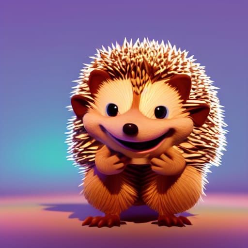 Friendly Hedgehog in Pixar Style 3D Rendering
