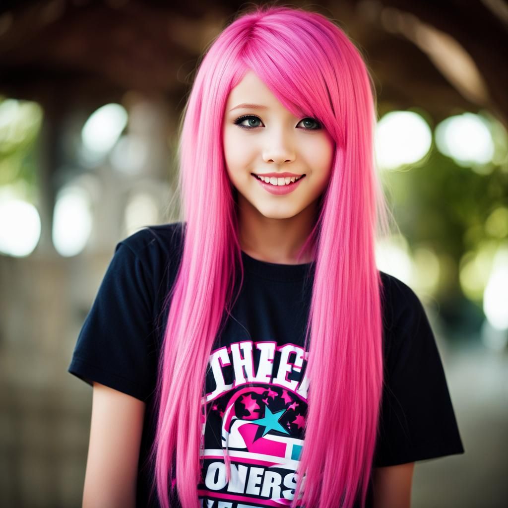 Pink-Haired Emo Cheerleader Portrait