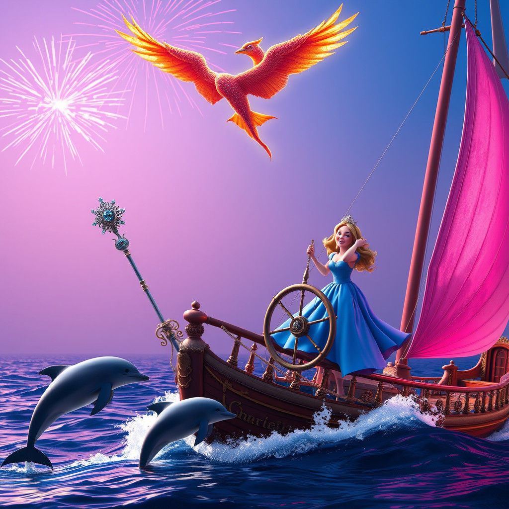 Alice in Wonderland on a Sailboat with Phoenix