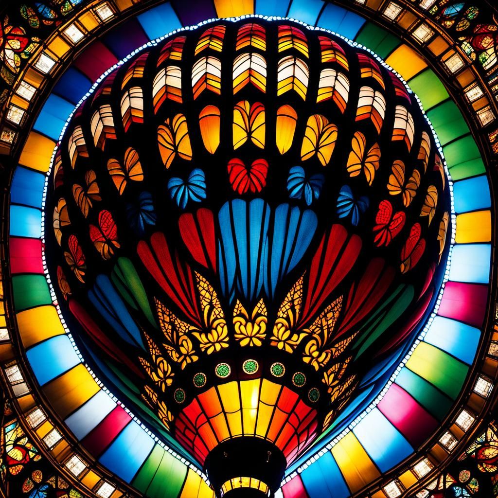 Hot Air Balloon Ascension at Dawn with Mandala Design