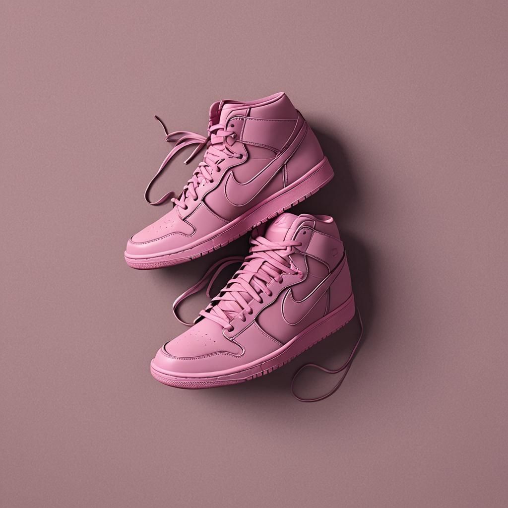 Pink Nike High-Tops: 3D Rendered Art
