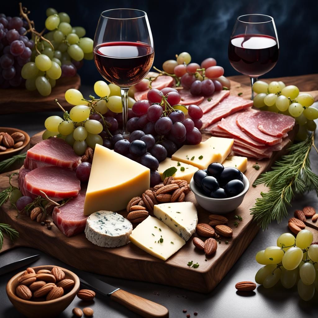 Detailed Charcuterie Board in Splash Art Style