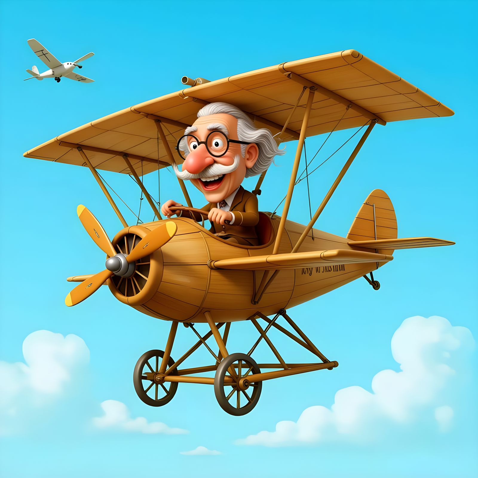 Whimsical 3D Caricature of Da Vinci's Flying Machine