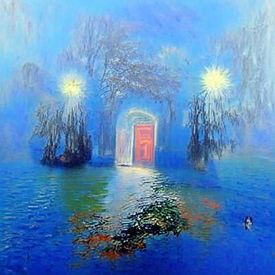 Winter Landscape with Lamp Post