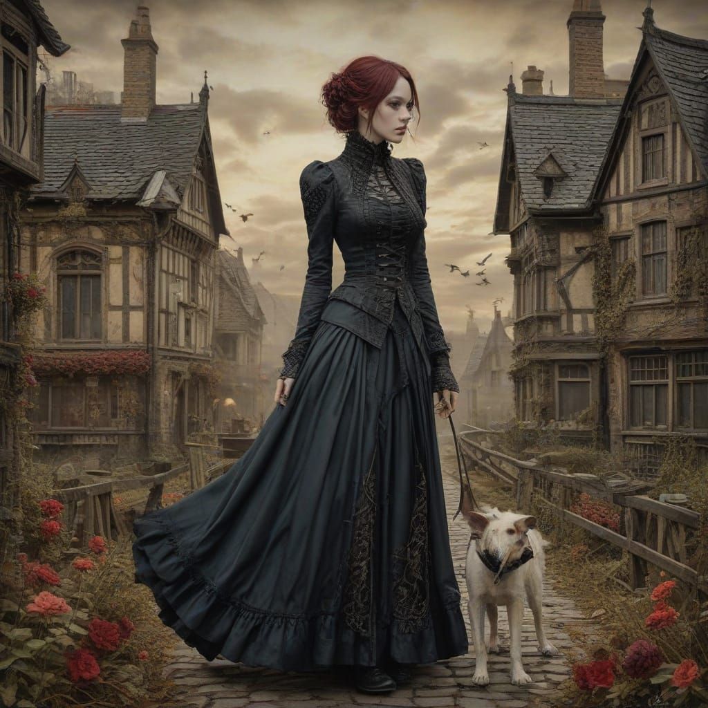 Elegant French Goth Girl Emerges from Dark Art Nouveau Lands...