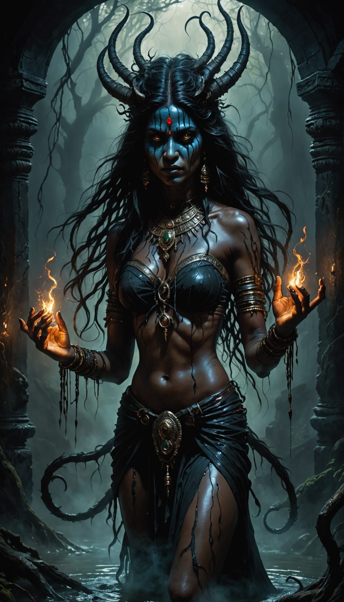Ancient Indian Demon in Dark Fantasy Style