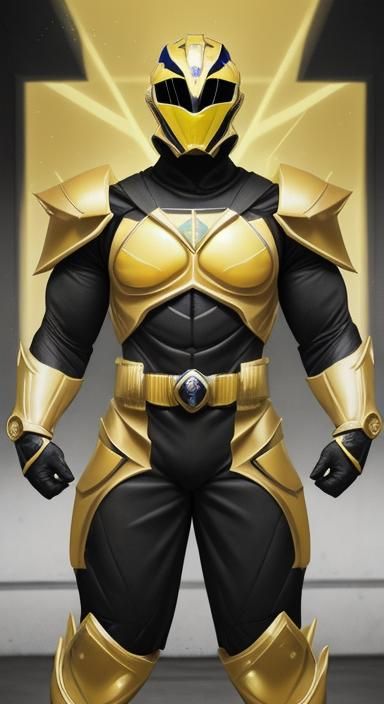Yellow Armored Power Ranger with Lantern Fish Motif