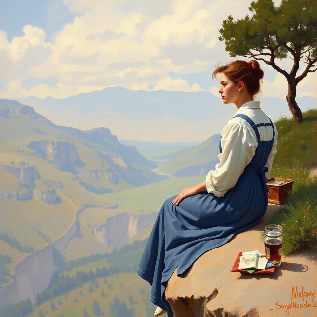 Woman Contemplating Life in Impressionist Style