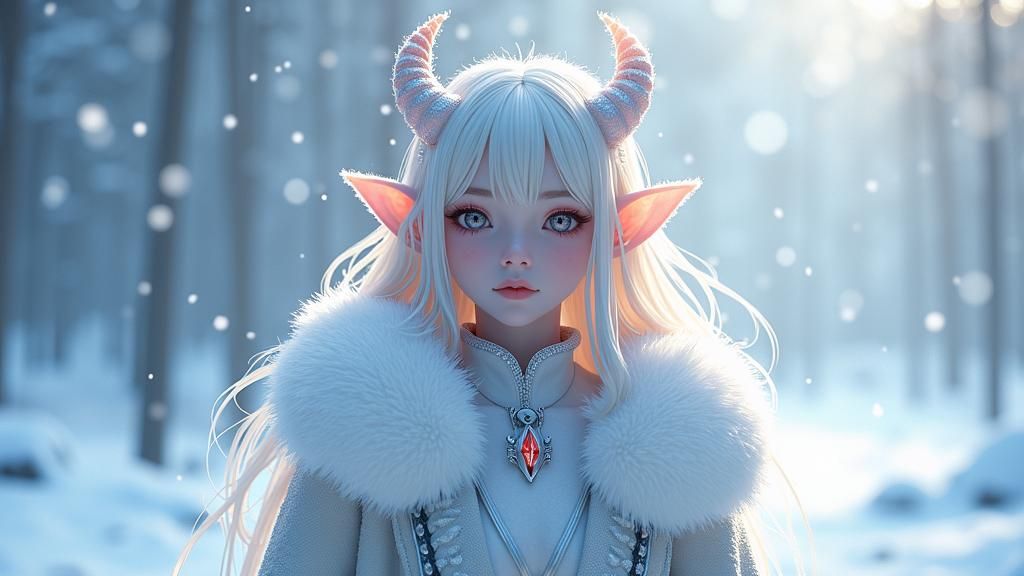 Icy Devil Queen in Winter Wonderland: 3D Anime Art