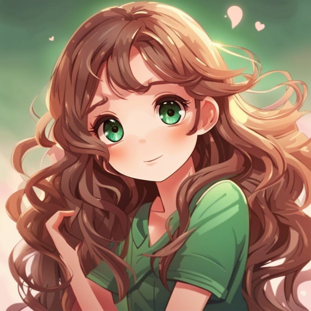 Cute Girl with Emerald Eyes and Brown Hair