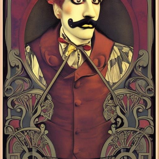 Art Nouveau Clown in 19th Century Style
