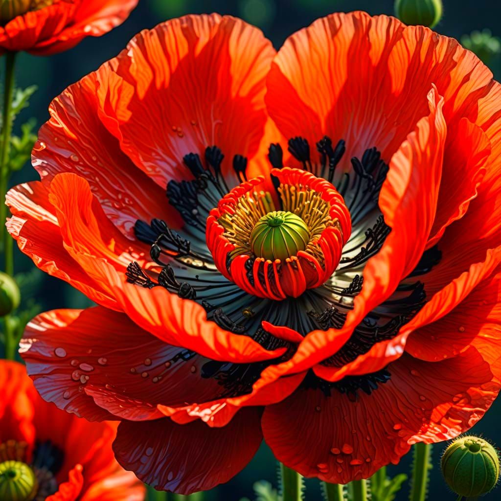 Surreal 3D Giant Red Poppy