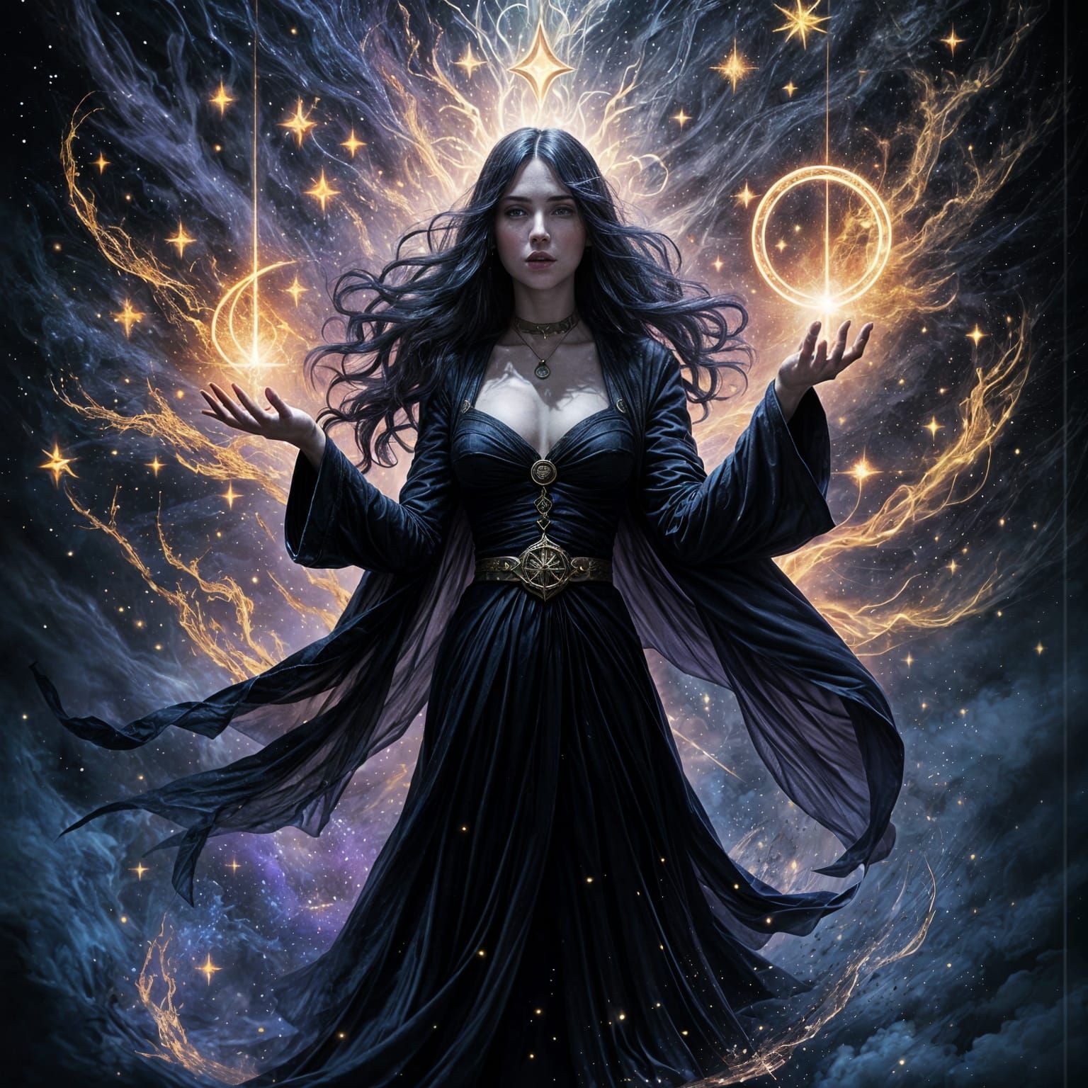 Mystical Incantation Unfolds in Dark Fantasy Art