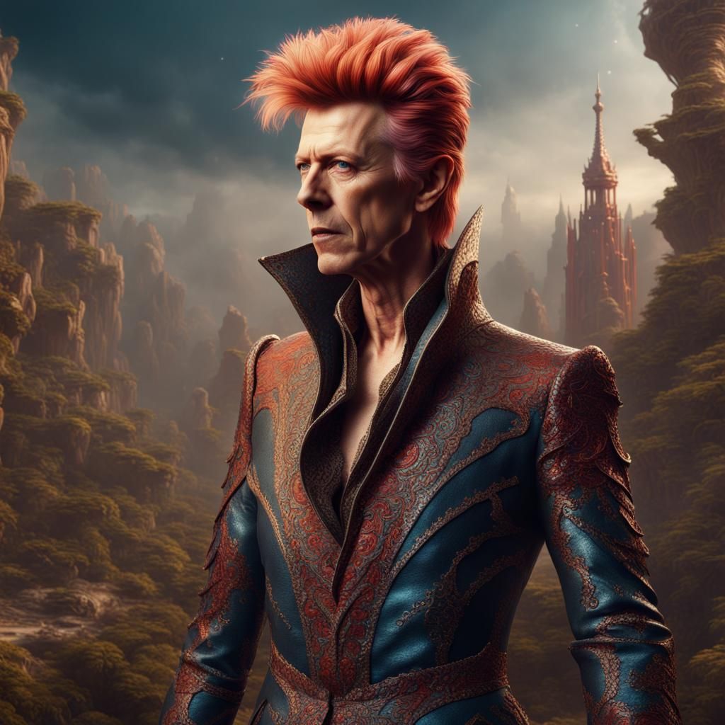David Bowie Matte Painting in Detailed Fantasy Art
