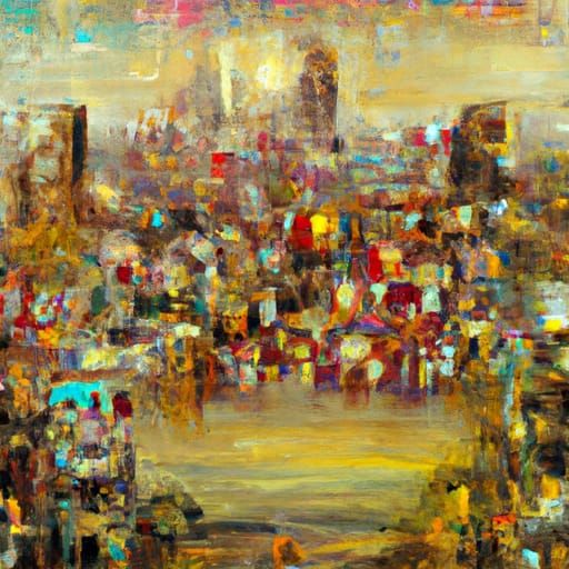 Steampunk Cityscape in Expressionist Oil Painting Style