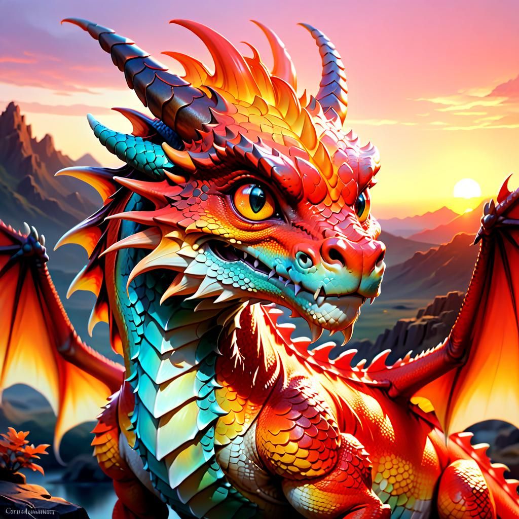 Pastel Dragon Portrait in Anime Style