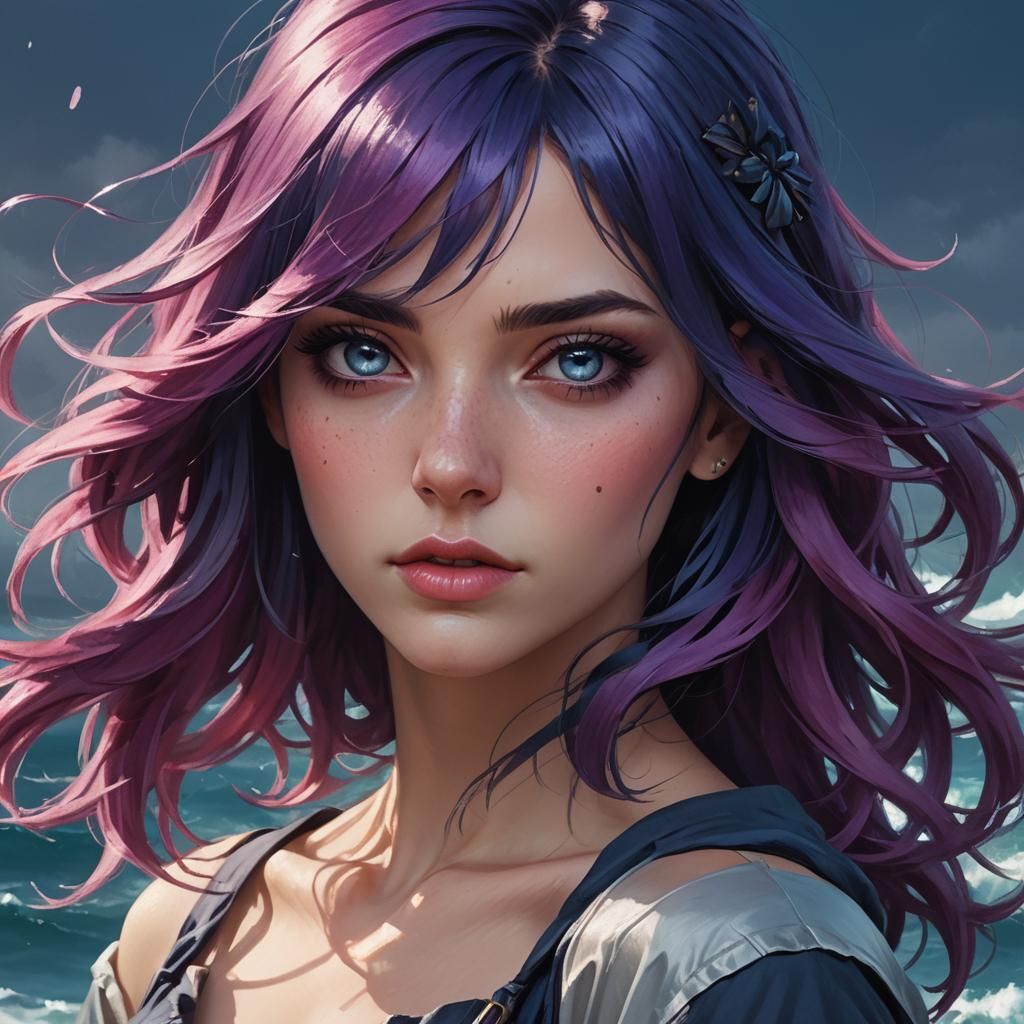 Colorful Portrait of a Grunge Fashion Girl