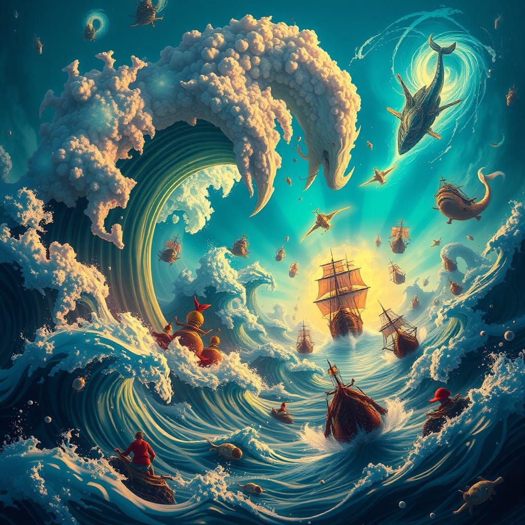 Epic One Piece Ocean Battle in Vibrant Fantasy Style