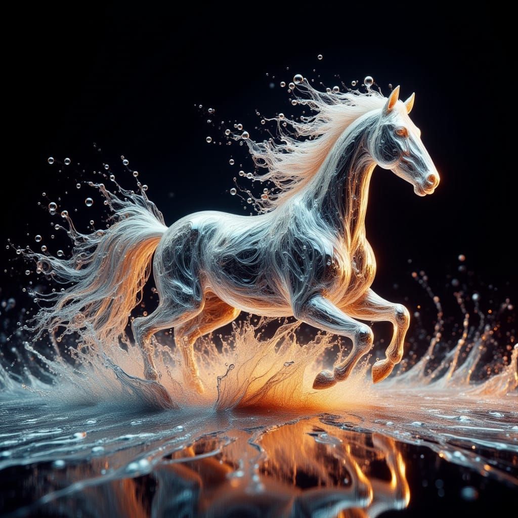 Majestic Horse Sculpted From Ice and Soda