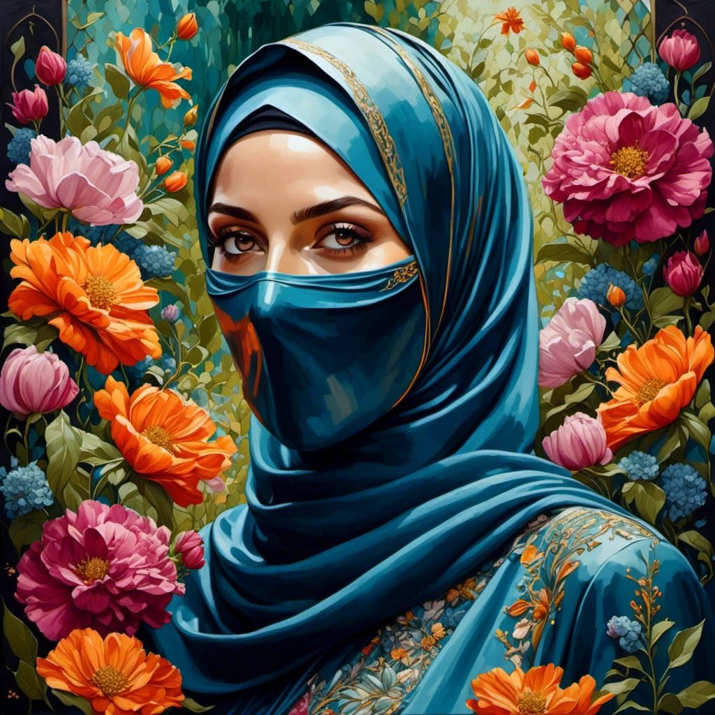 Serene European Woman in Botanic Garden