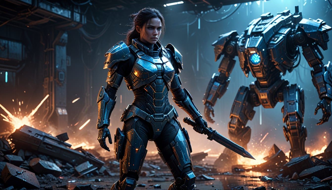 Warrior's Last Stand in a Ruined Future