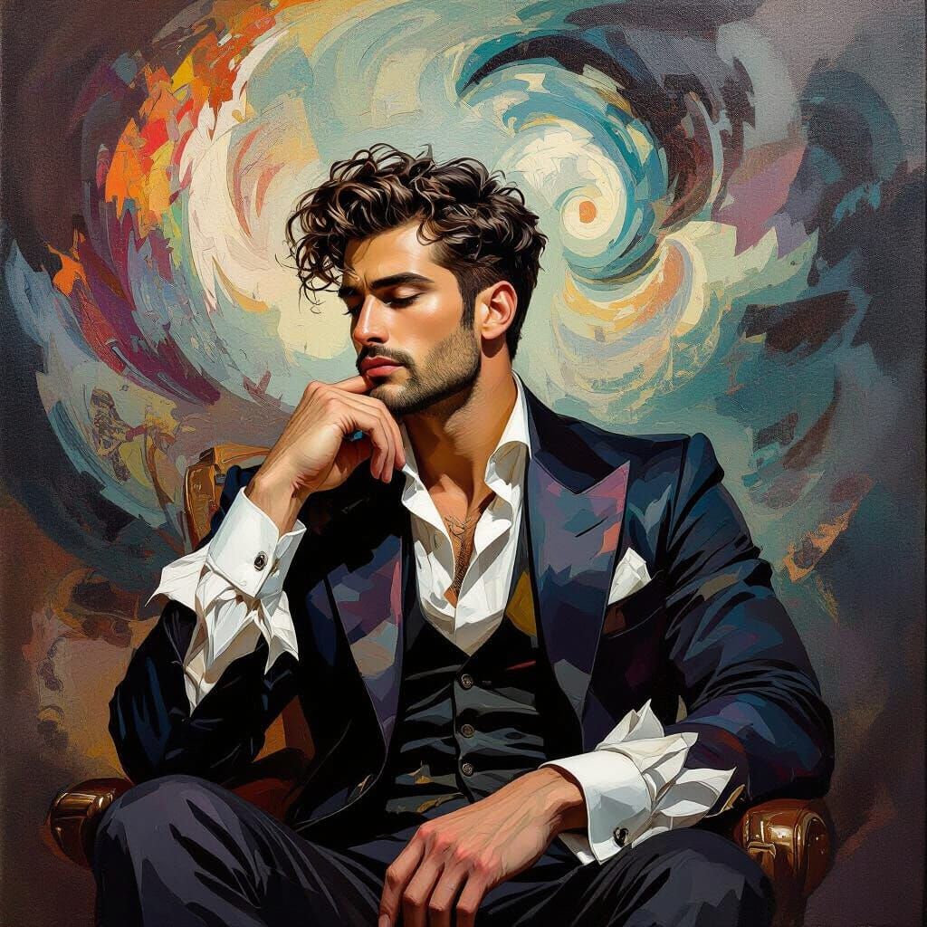 Dreamer in Surrealist Abstract Baroque Style