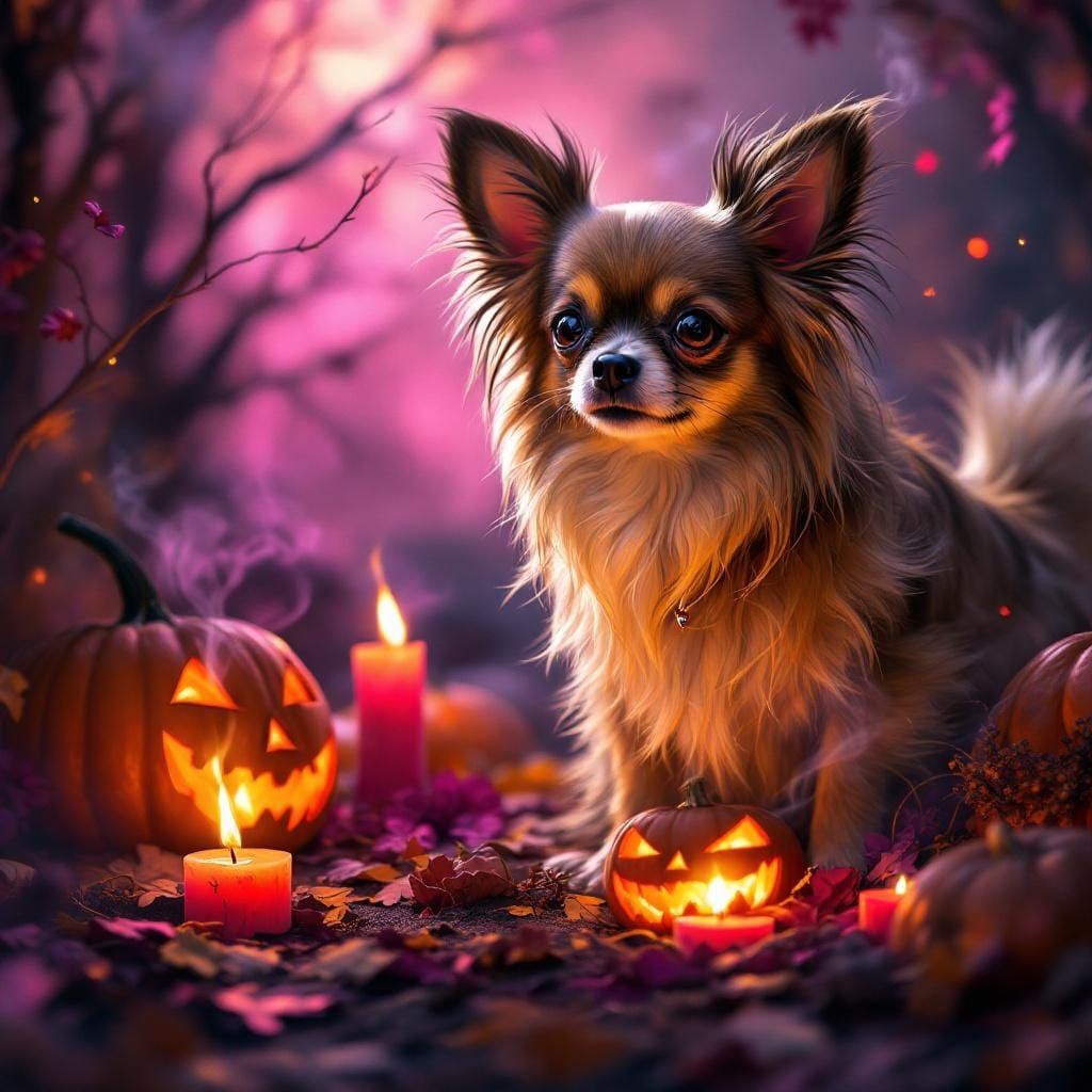 Chihuahua's Halloween Fantasy in Watercolor Style
