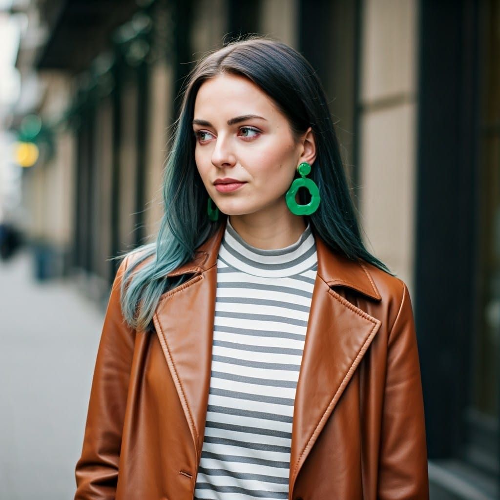 Vibrant Street Scene with Fashionable Woman